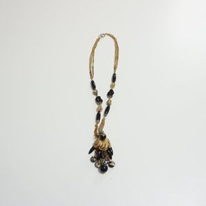 2/$30 - Vintage Black and Gold Dangle Necklace